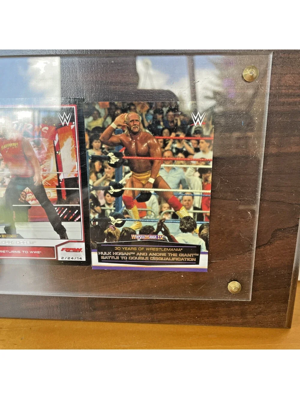 WWE Hulk Hogan Commemorative Card Plaque Topps Road to Wrestlemania display